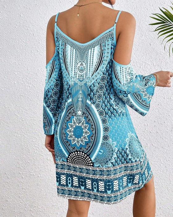 Klänning Strapless Off-the-shoulder Tryckt Shift