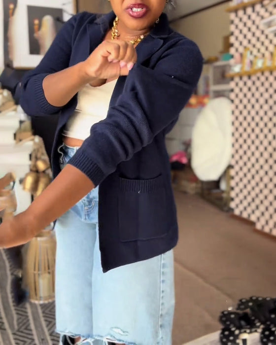 Kofta bekväm enfärgad ficka