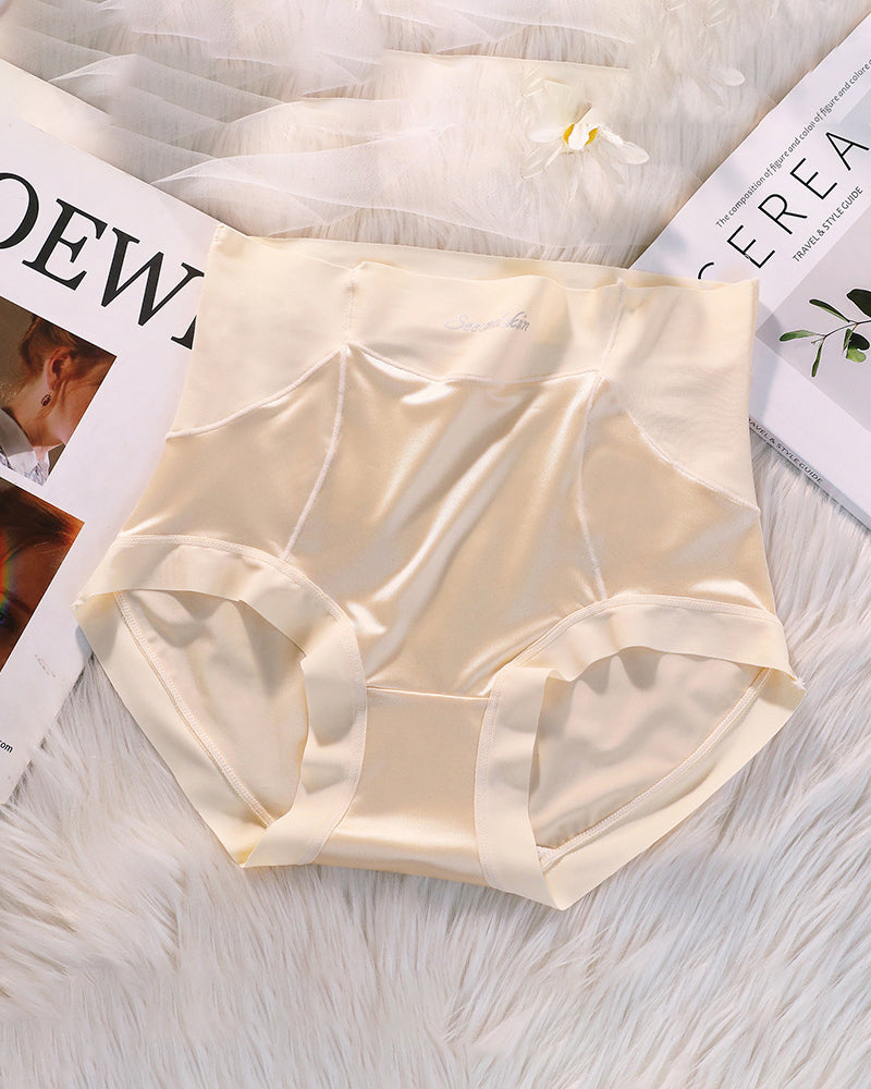 Kvinnors Höga Midja Is-Siden Satin Sömlösa Sexiga Trosor Med Lyft Och Magstöd