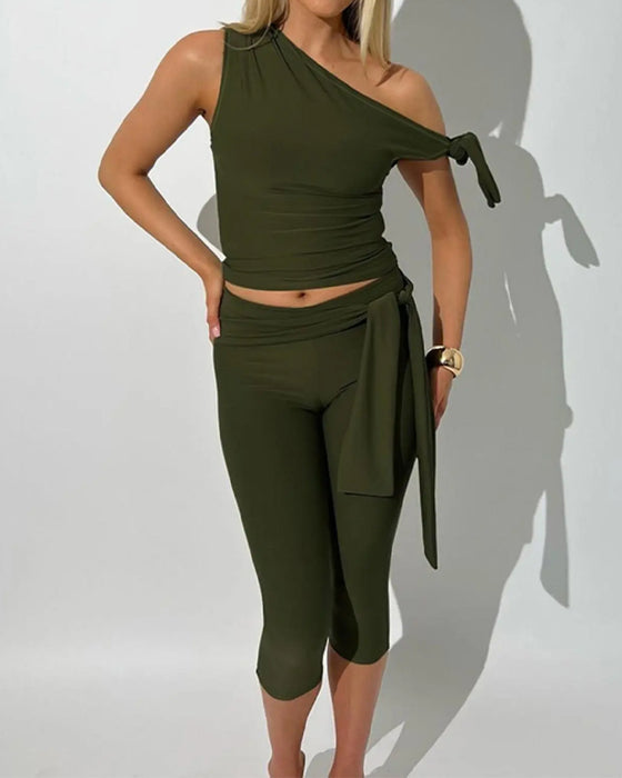 Set Enaxlad Topp Capri Byxor