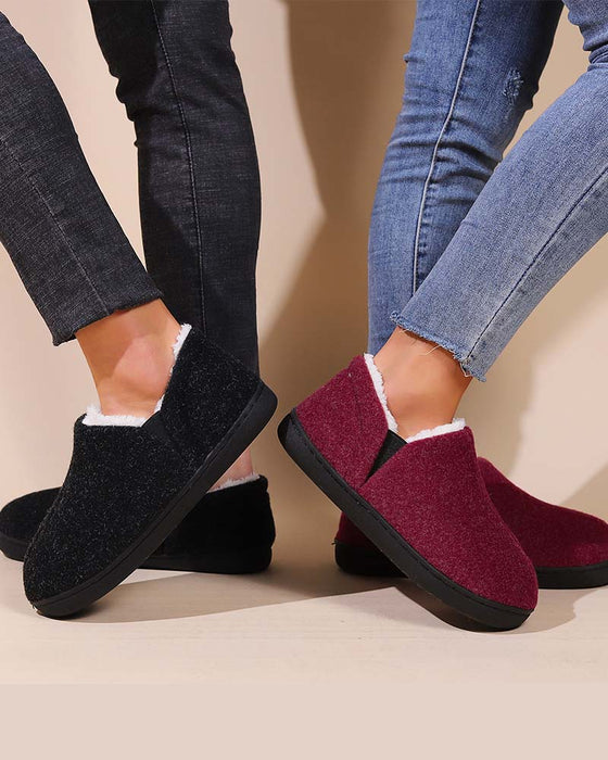 Plysch enfärgad all-inclusive platta skor