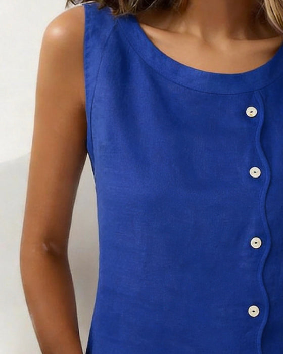 Tank Tops Ärmlös Sida Knapp