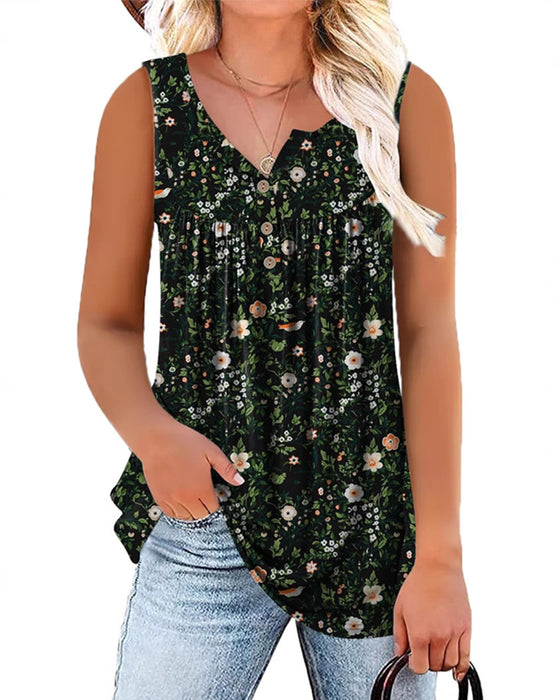 Linne Blommig Ärmlös