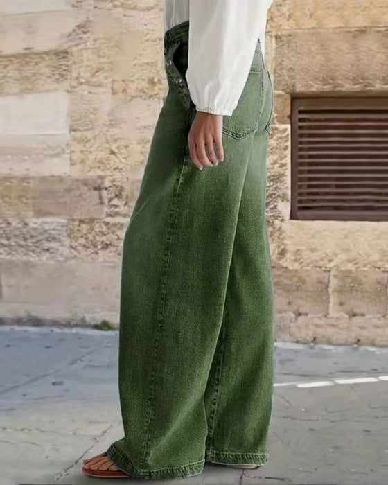 Jeans Multi-Knapp Tvättad Lös
