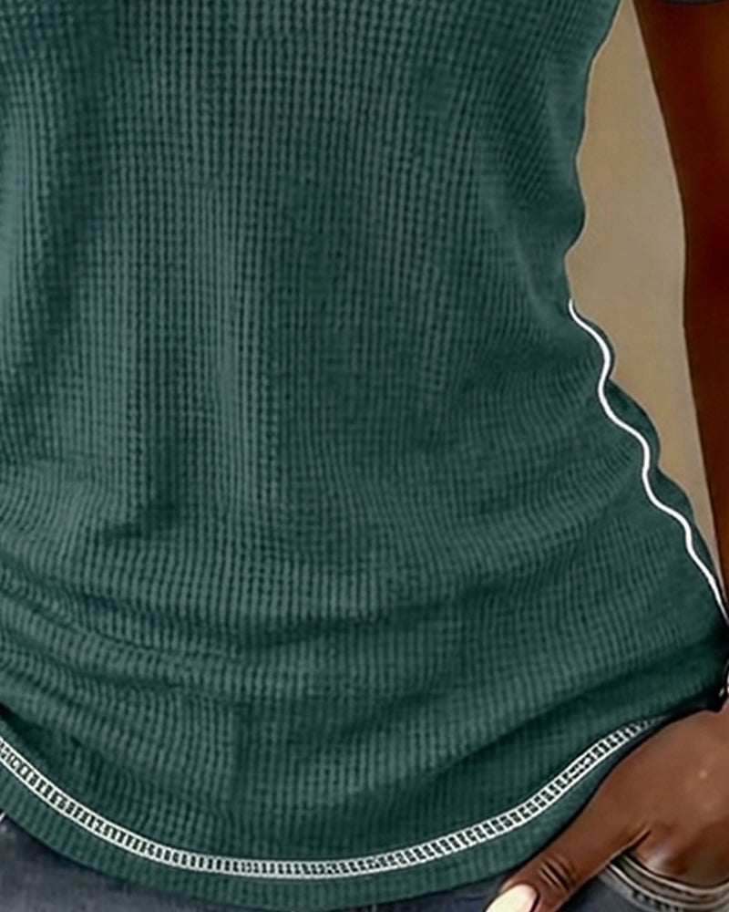 T-Shirt Vävning Waffle Henley