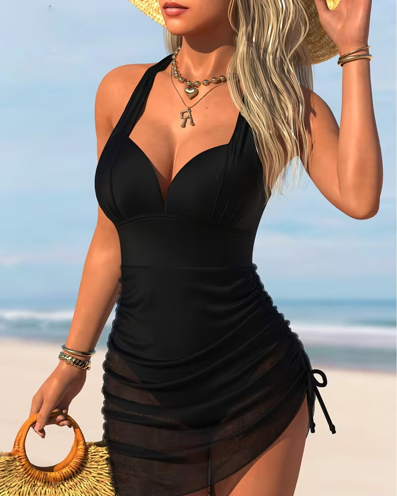 Ett-Delad Sexig Snörning Djup V