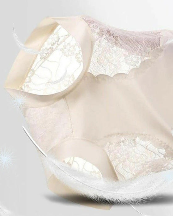 Dam Hög Midja Spets Sömlöst Stretch Sidenmjukt Underkläder