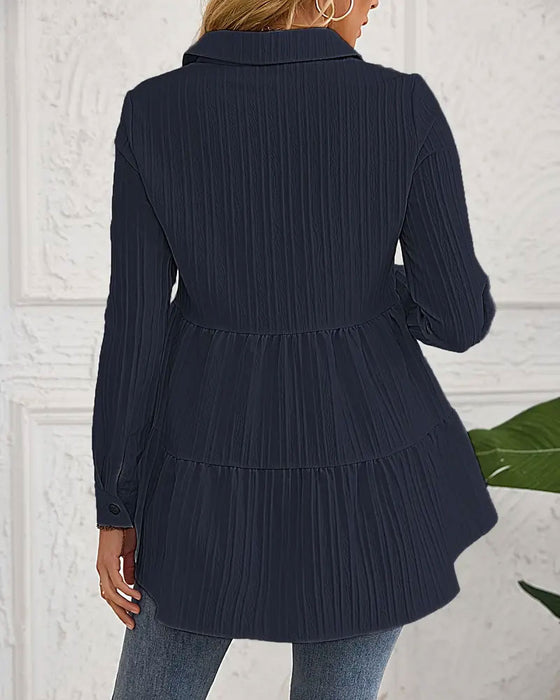 Elegant Skjorta Med Slagkrage Och Markerad Midja