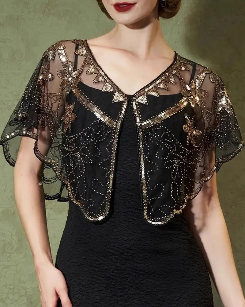 Sjal Vintage Spets med Pärlor