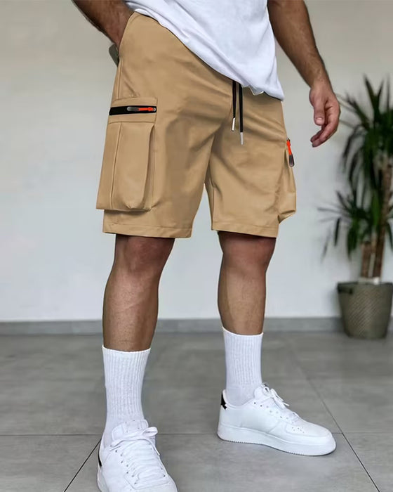 Herr Byxa Enfärgad Loose Fit Kort Cargo