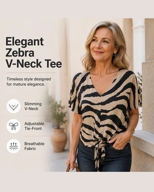 T-shirt Elegant Zebra V-Hals