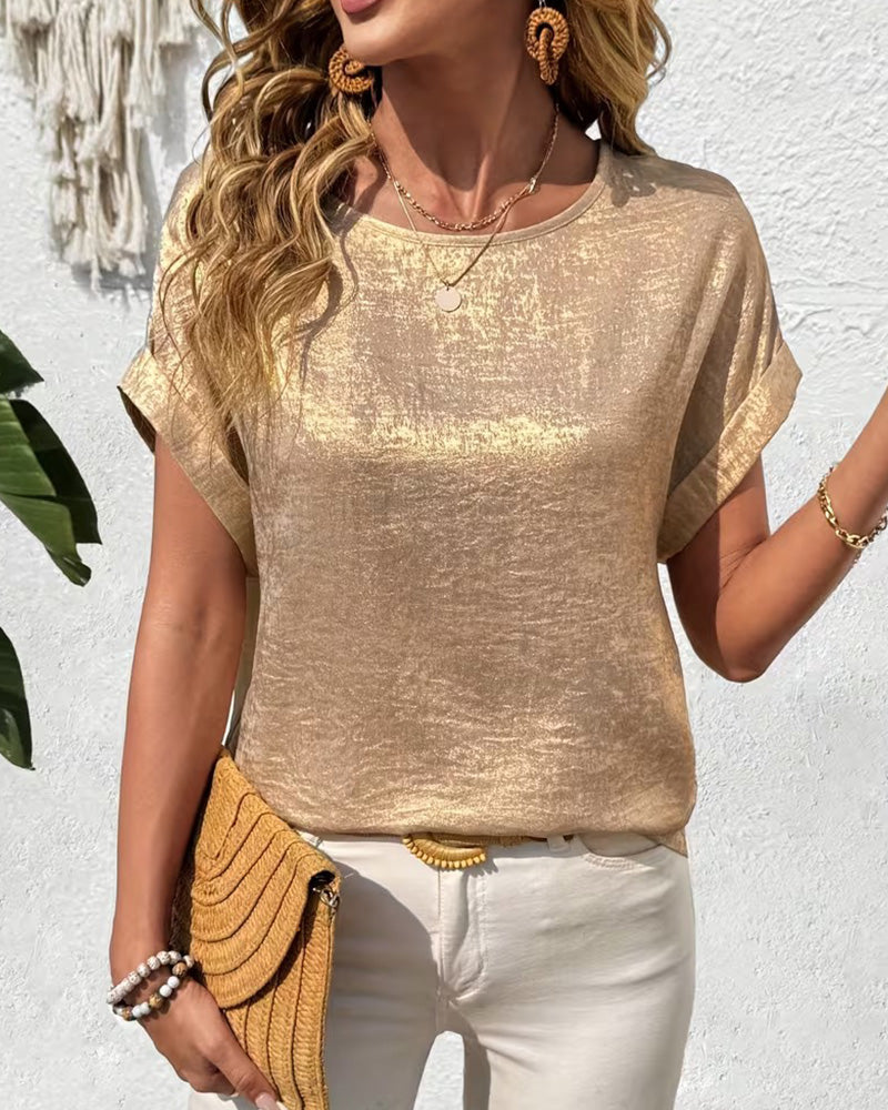 T-Shirt Enfärgad Kortärmad Lös