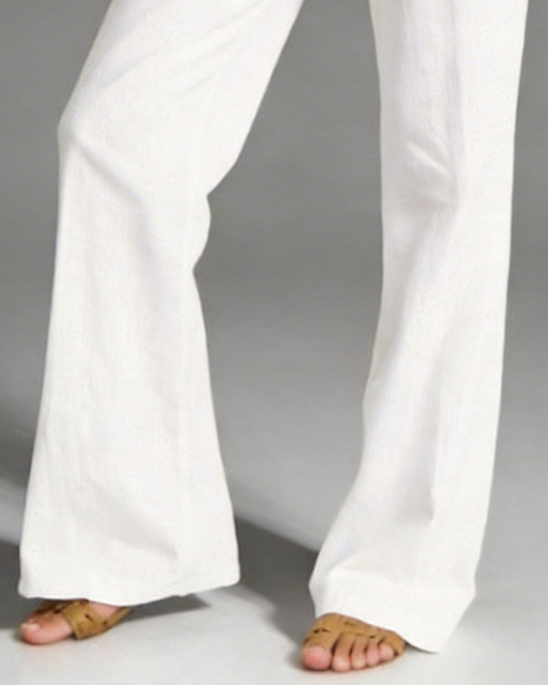 Byxor Hög Midja Enfärgad Bred Benslut