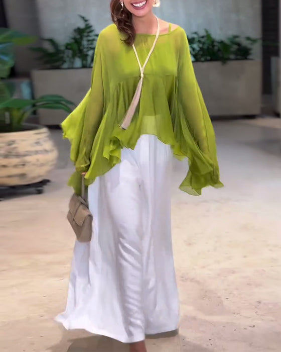 Blus Med Stilren Enfärgad Design