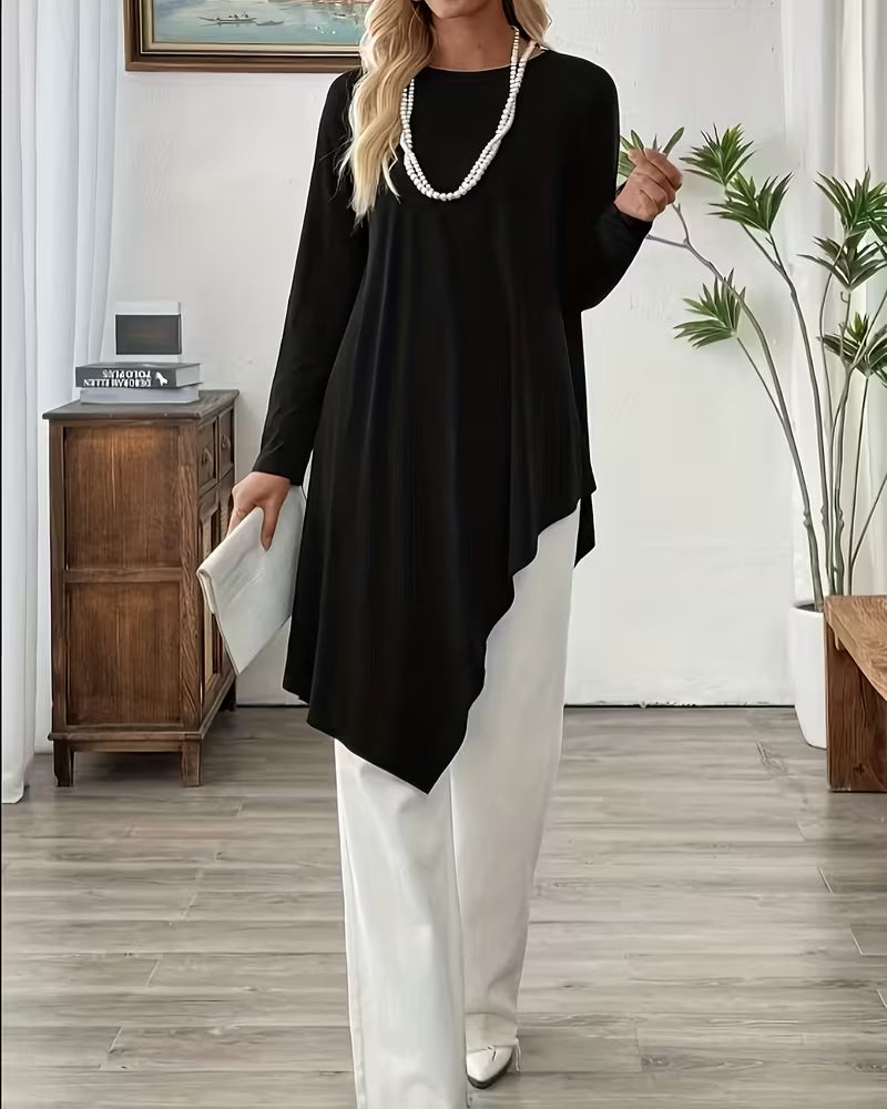 Top Asymmetrisk Midjelång Enfärgad