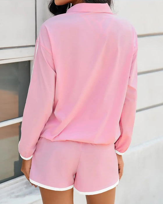 Set Dragkedja-Dragsko Färgblock Casual