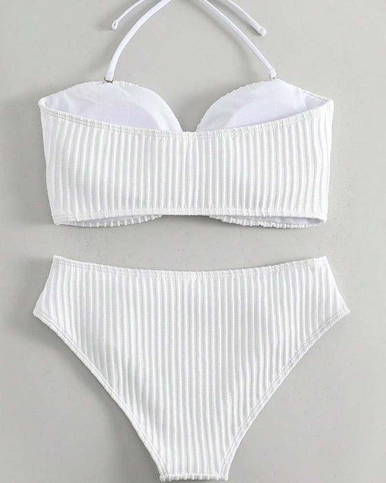 Badkläder Halter Enfärgad Randig