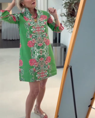 Klänning Snygg Lös Passform Tryckt