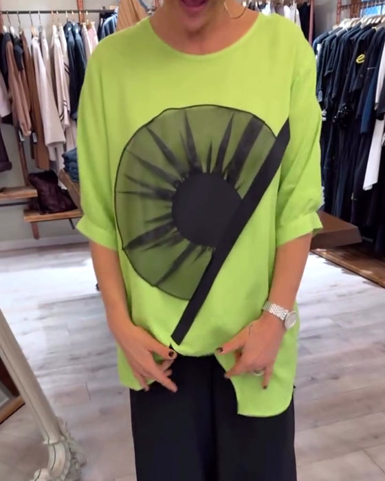 T-Shirt Blommigt Tryck Kortärmad Avslappnad