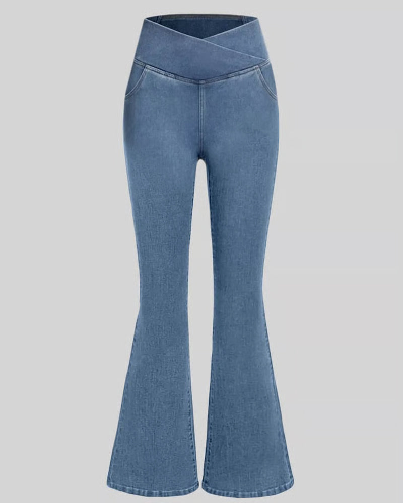 Byxa Hög Stretch Mode Ficka Flare