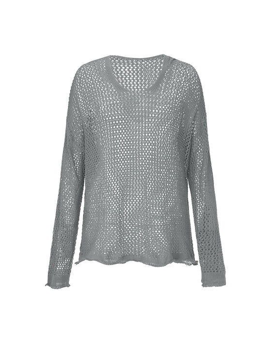 Damtoppar Virkad Hålig Med Huva Långärmad