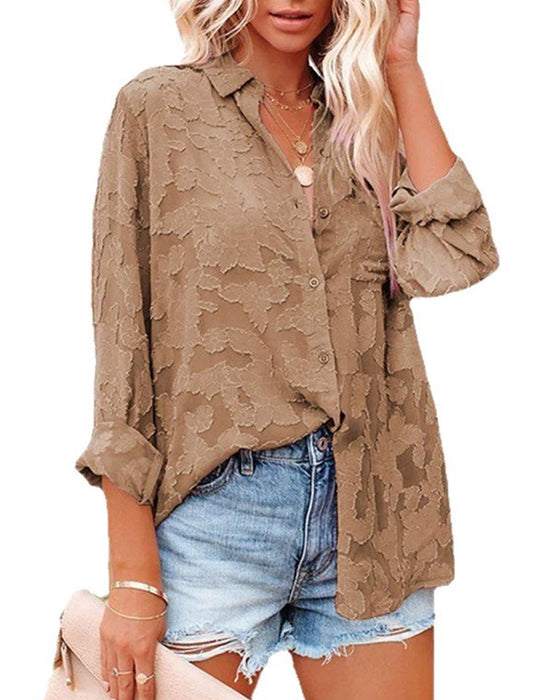 Blus Chiffong Jacquard Sheer