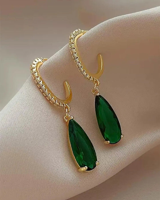 Örhängen Konstgjord Ädelsten & Rhinestone Dekor Hängande Hoops
