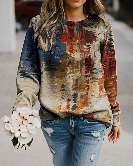 Topp Vintage Tryckt Avslappnad