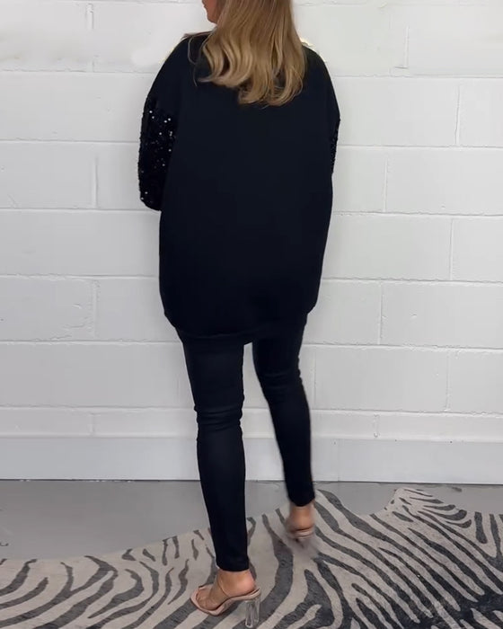 Rund halsad långärmad casual sweatshirt med tröja