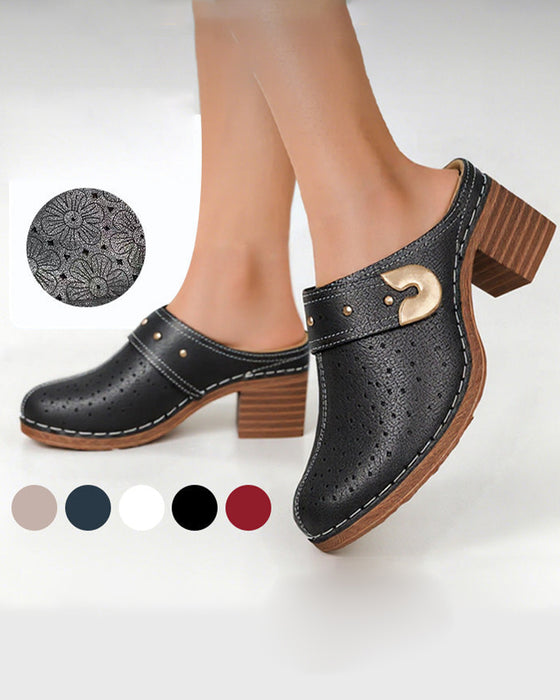 Sandaler Täckt Tå Kraftig Klack Slip-On