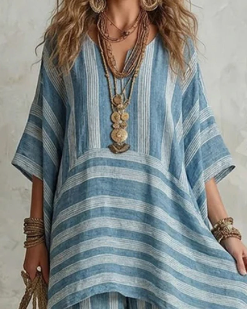 Set V-Ringad Oregelbunden Randig Matchande