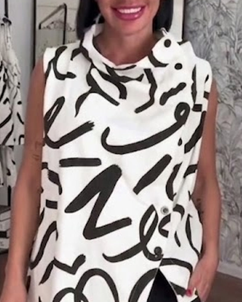 Blus Snygg Oregelbundet Tryck