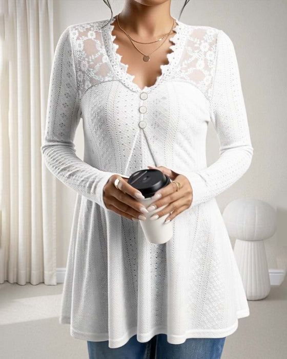 Top Spetspanel V-ringning Knapphål