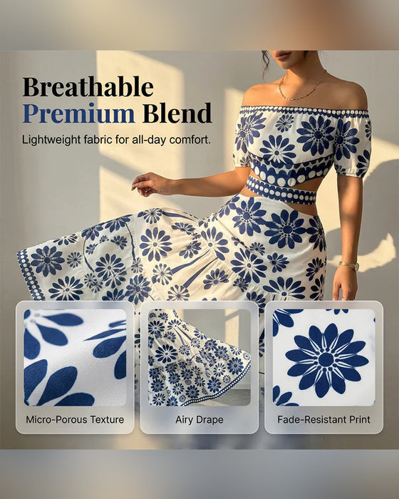 Klänning Off-Shoulder Blommig Urklipp