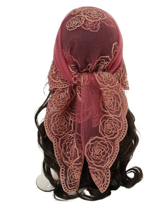 Blommig Nätmaskor Scallop Design Bandana