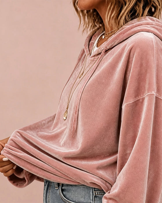 Hoodie Enfärgad Långärmad