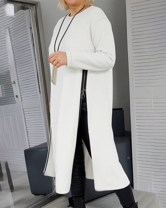 Klänning Stilfull Stor Ficka Dragkedjedesign