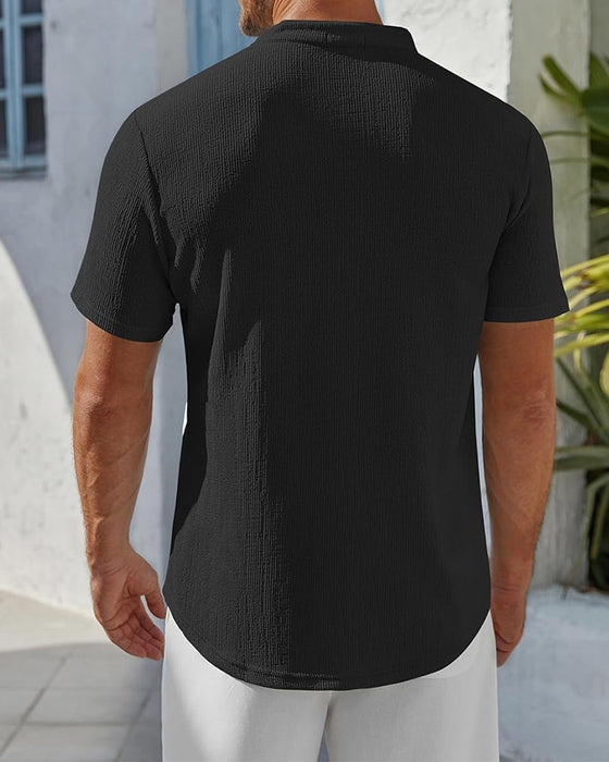 Skjorta Enfärgad Lös Henley