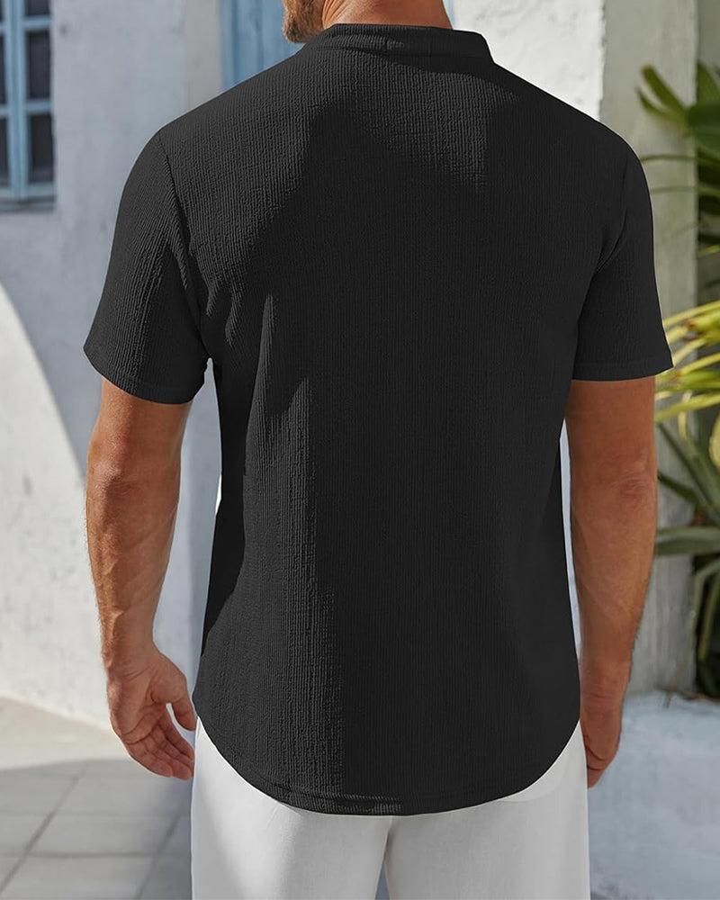 Skjorta Enfärgad Lös Henley