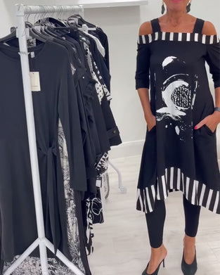 Klänning Off-Shoulder Oregelbundet Löst Tryck