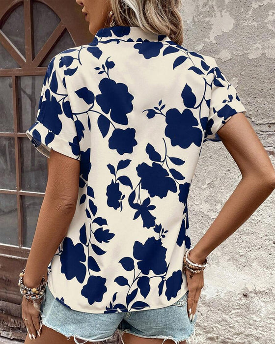 Skjorta V-Neck Bat Sleeve Tryckt