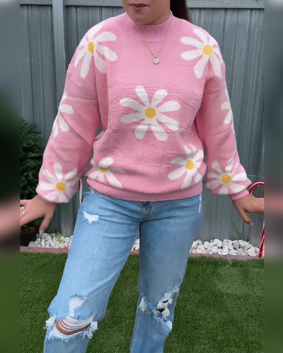 Jacquard-tröja med rund halsringning