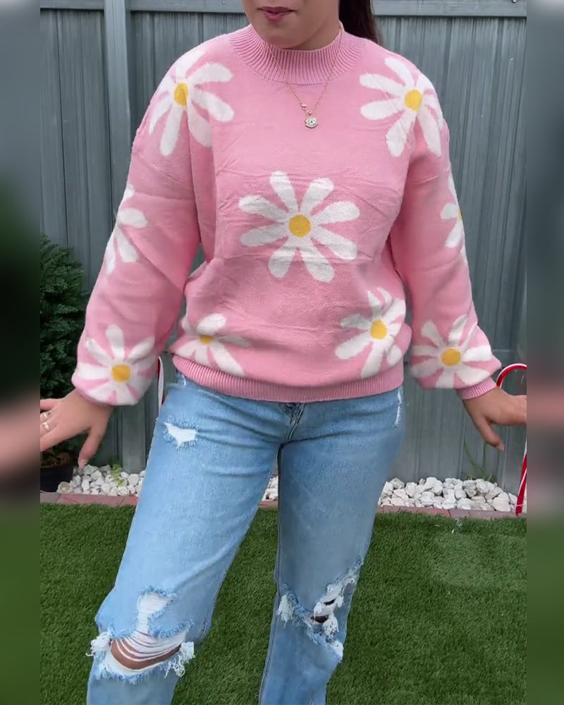 Jacquard-tröja med rund halsringning