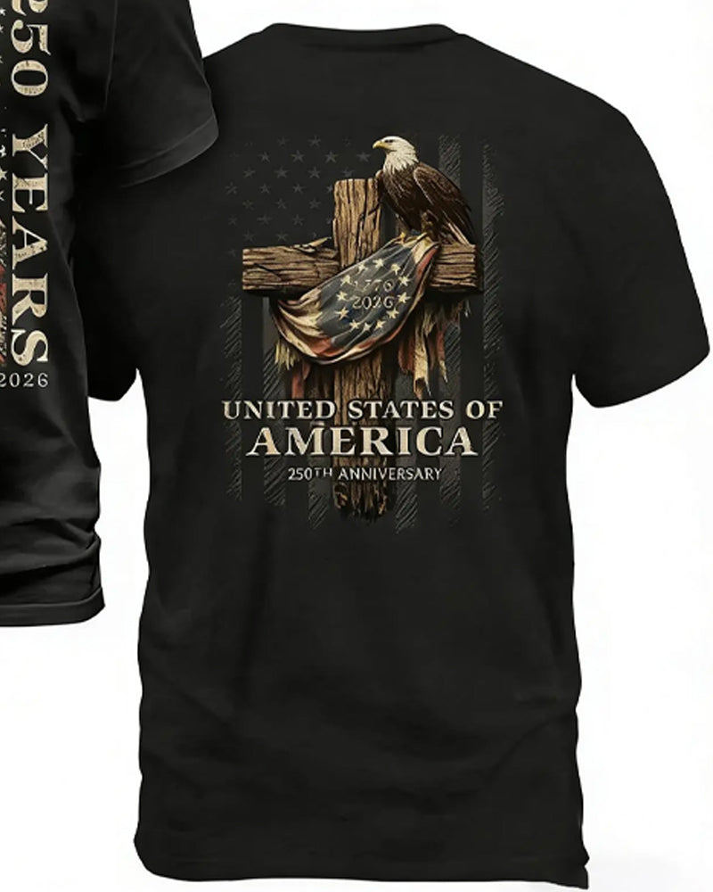 T-Shirt Rundhals Framsida Och Baksida Tryck Unisex