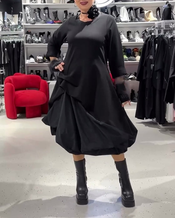 Klänning enfärgad fashionabla lapptäcke