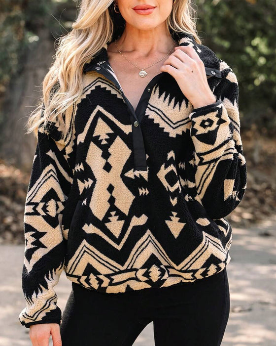 Tröja Knapp Går Ner Ficka Retro