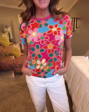 T-Shirt Slim Fit Kortärmad Tryckt