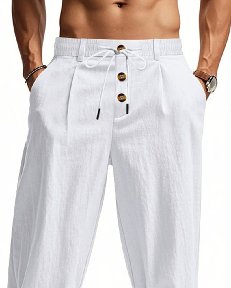 Byxor Casual Enfärgad Raka Ben