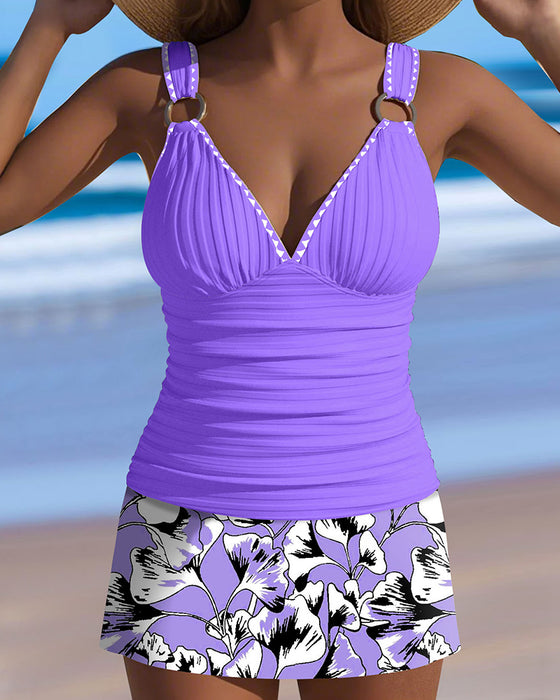 Baddräkt Randigt Mönster Kjol