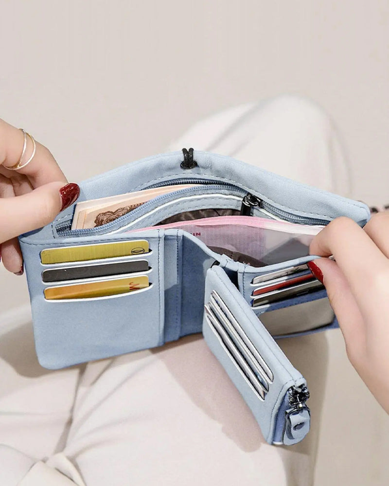 Dam Elegant Minimalistisk Kort Plånbok Med Handledsrem, Casual Mångsidig Dragkedja Korthållare Plånbok, Trendig Plånbok För Dagligt Bruk